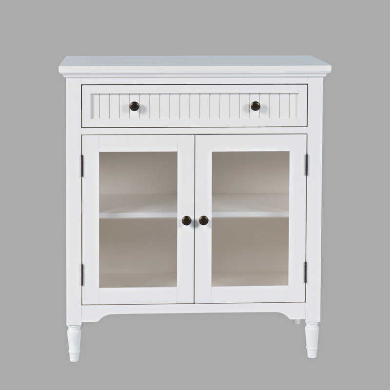 Pearce 32" Glass Door Accent Cabinet, White
