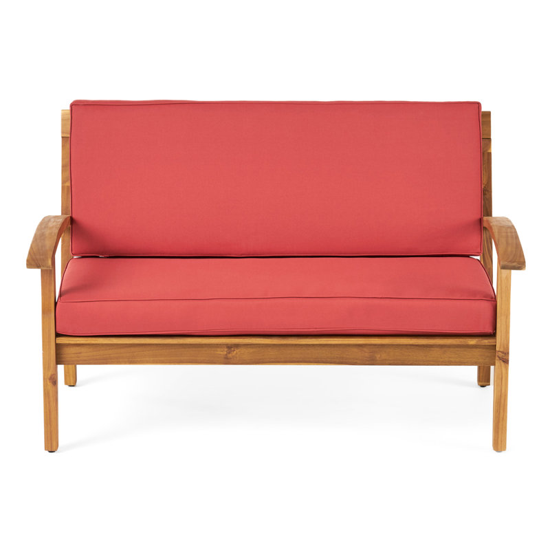Causeuse de patio et table basse, couleur principale, bois, coussins d'eau, l 52,53 po x P 32,23 po, H 31,25 po