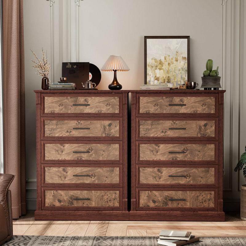 Commode 5 tiroirs Rustic Farmhouse, Brun