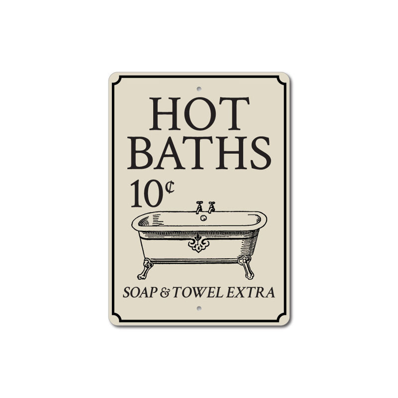 Enseigne en aluminium Hot Baths, H 14 po x l 10 po x P 0,04 po