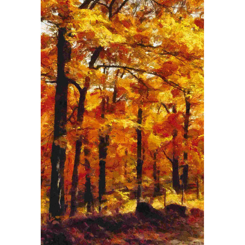 Arbres d'automne peints, H 18 po x l 12 po