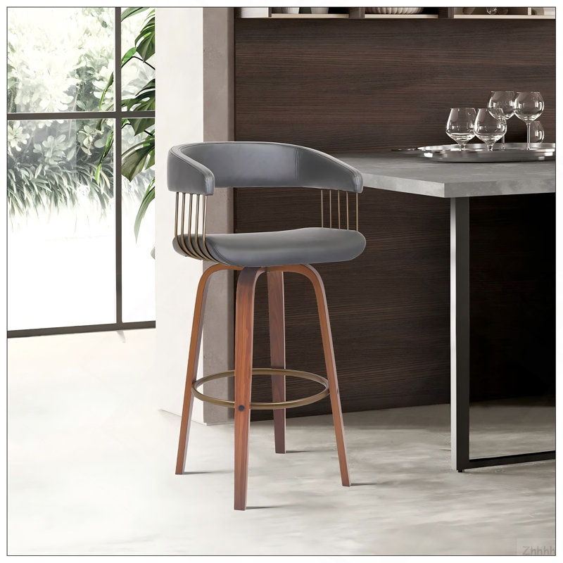 Tabouret de bar pivotant en noyer gris de 30,5 po Gatopa, Gris