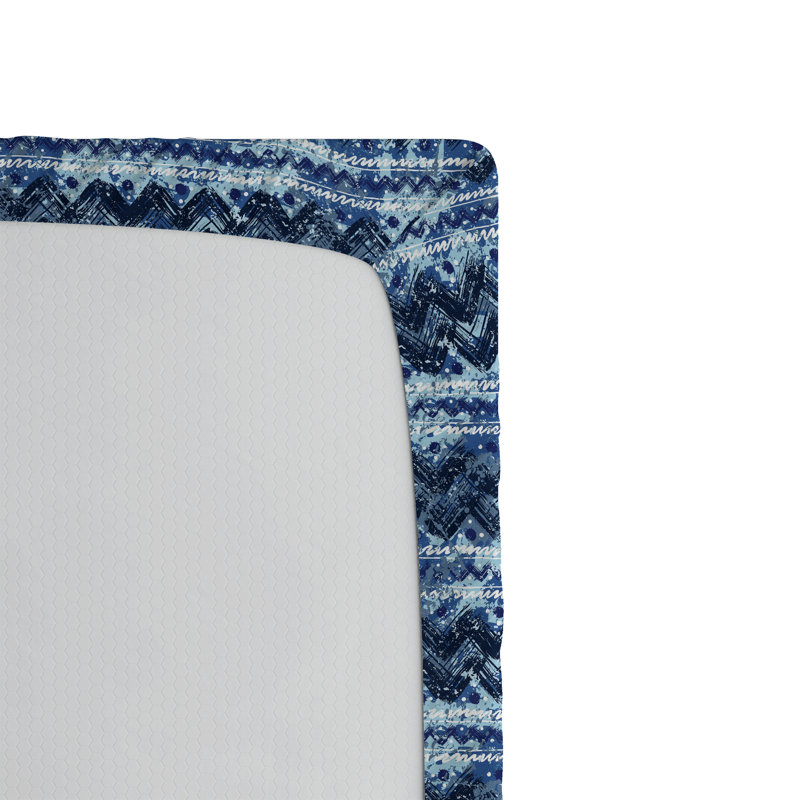 Drap-housse à motif floral Ambesonne, Drap-housse de taille simple, Violet / bleu / motif rayé / de chevrons indigo
