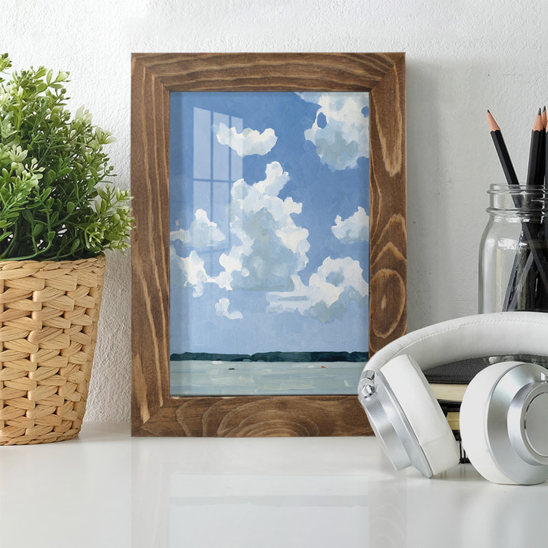 «Juillet Lakeside I» sur papier, H 8 po x l 6 po x P 1 po, Noyer