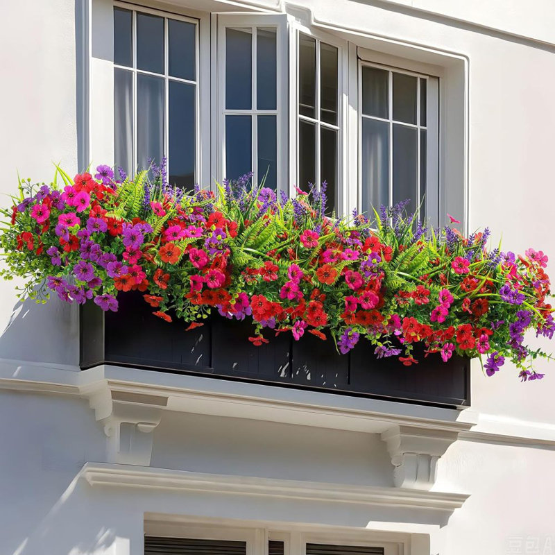 12 Bundles Outdoor Artificial Flowers With 12Pcs UV Resistant Artificial Flowers For Garden, Planters, And Outdoor Décor No Fade Fake Flowers