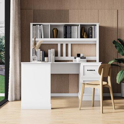 Antiqued White Home Office Desk With Storage , Abundant Options, 2 Shelf, 2 Large Drawers, Smooth Surface, Work Area For Office, Sufficient Storage, S