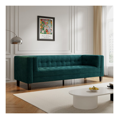 3-Seater Sofa, Upholstered Tufted Coach, Velvet Sofa