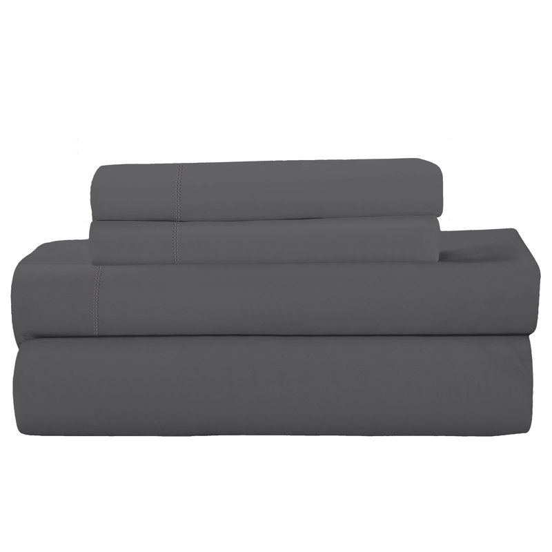 Brushed Microfiber Sheet Set, Queen Sheet Set + 1 Fitted Sheet + 2 Pillowcases, Gray