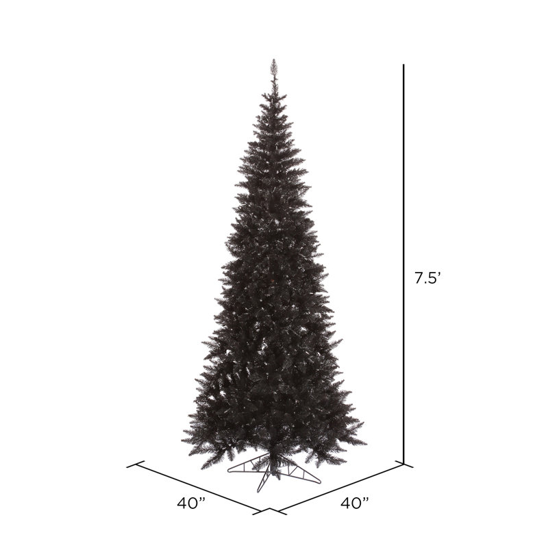 Black Fir Slim Artificial Christmas Tree, 7.5' H, Not Pre-Lit