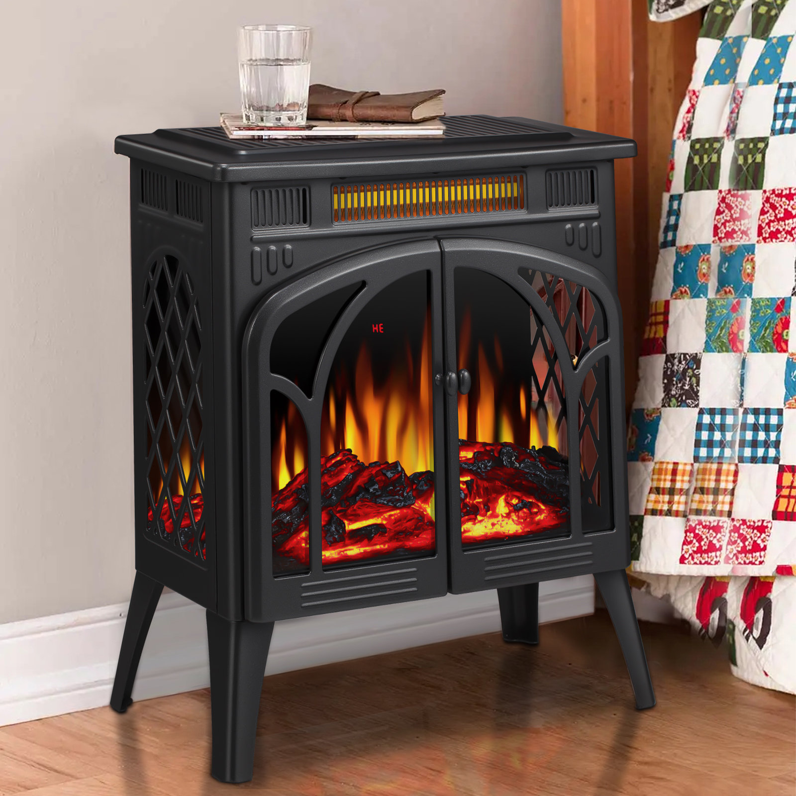 R.W.FLAME 24.01'' H X 23.2'' W X 10.6'' D Portable Electric Fireplace Stove  with Remote, Adjustable Brightness u0026 Reviews - Wayfair Canada