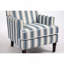 Chaise d'appoint rembourrée, fauteuil vintage avec tissu en lin rayé bleu et blanc et garniture cloutée pour le salon-6346729
