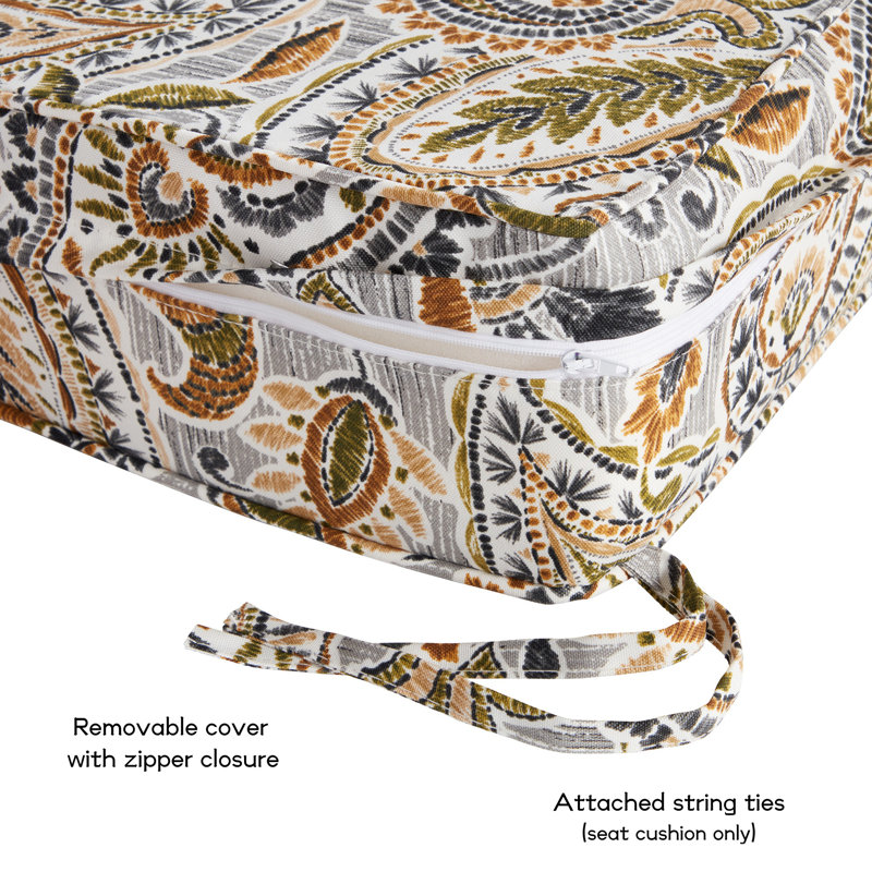 Outdoor 2-Piece Deep Seat Cushion Set, Arctic Paisley