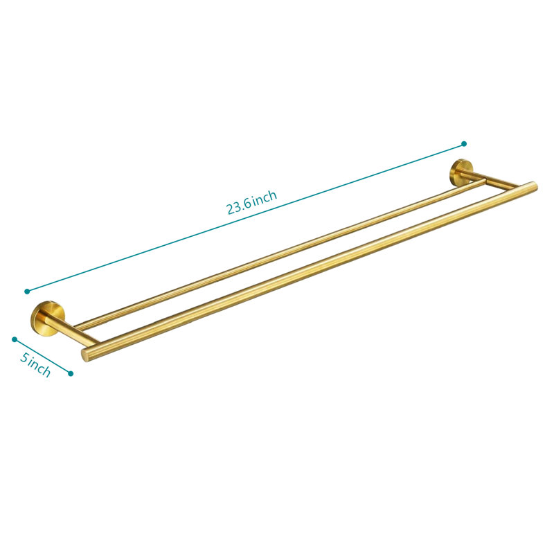 Barre à serviettes 23,6 po en acier inoxydable doré brossé - murale, idéale pour la salle de bain, la chambre à coucher, la buanderie et la cuisine