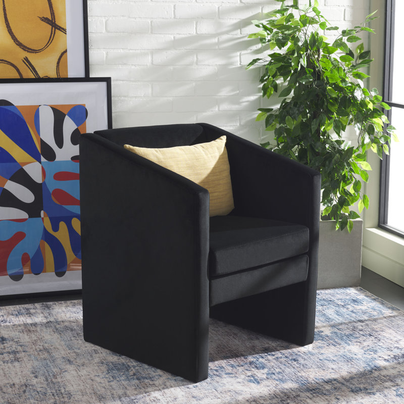 Shuntina Velvet Armchair, Black