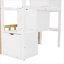 Lit superposé simple au-dessus d'un lit simple avec rangement et garde-corps pour enfants, bois massif blanc classique
