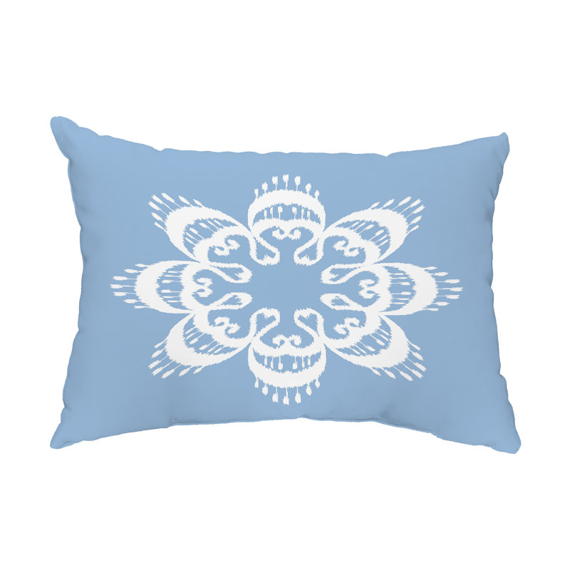 Geometric Outdoor Reversible Throw Pillow, Blue