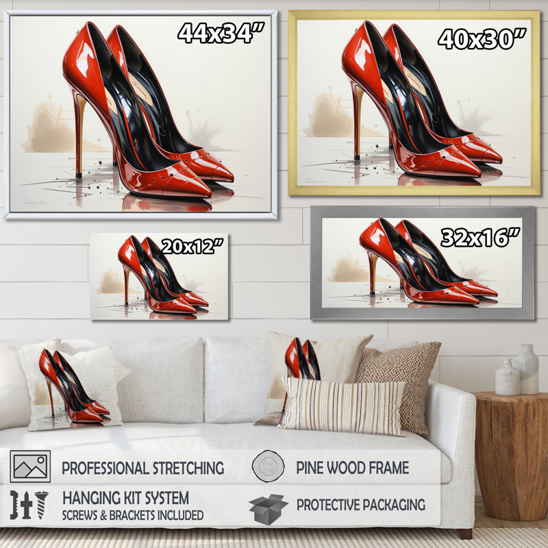 " Black And Red High Heels Symphony VII ", H 12 po x l 20 po x P 1 po, Toile tendue