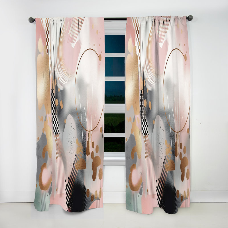 Remsen - Pink Rose Gold Stripes Complexity IV - Modern Velvet Curtain - Room Darkening - 1 panel, 52" W x 90" L