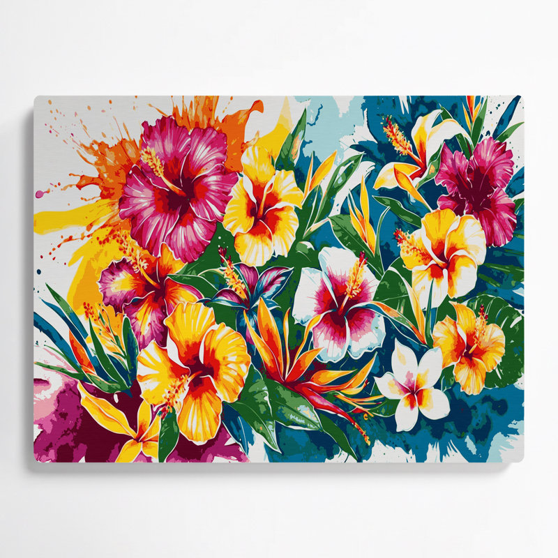 «Hawaiian Flower Brights», art mural en métal beige, H 20 po x l 30 po