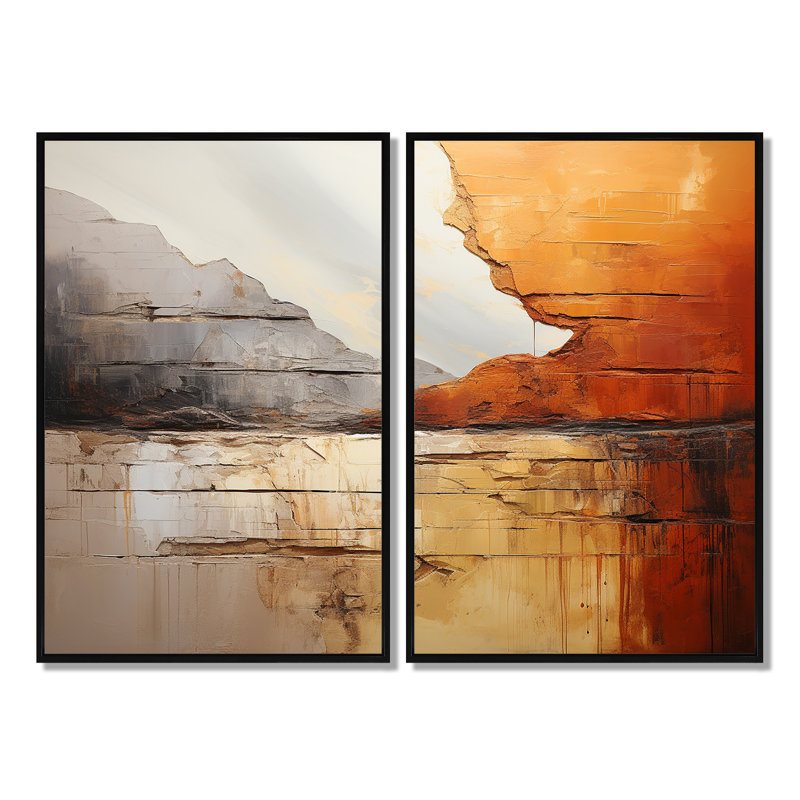 Christyanna - ensemble d'art mural gris de 2, Black, 36" H x 48" W, Impression encadrée flottante