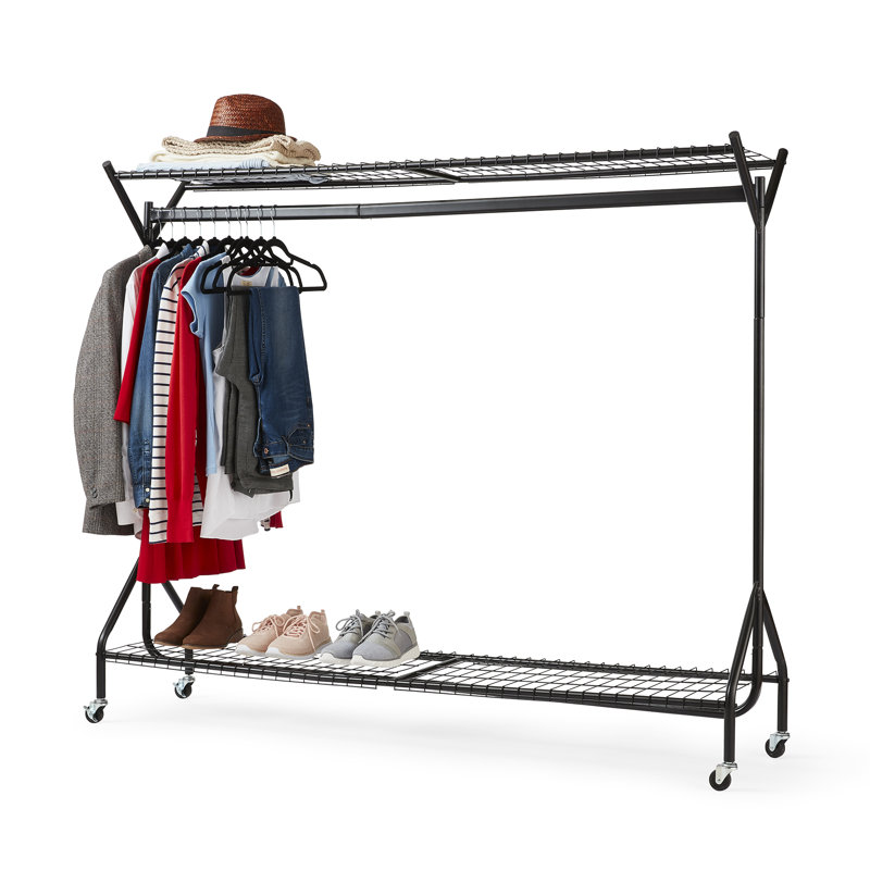 120Cm Rolling Clothes Racks, 150cm H x 183cm W x 46.5cm D