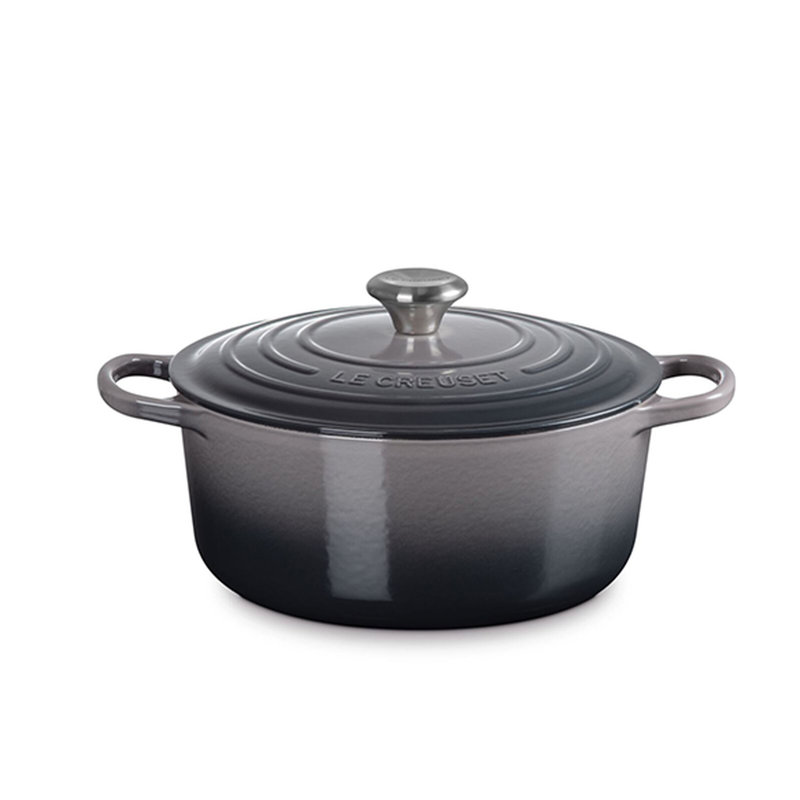 Le Creuset Signature Enameled Cast Iron Round Dutch Oven with Lid, Oyster, 5.5 quarts