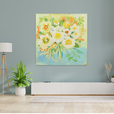 Camillia contemporain avec art bouquet bleu