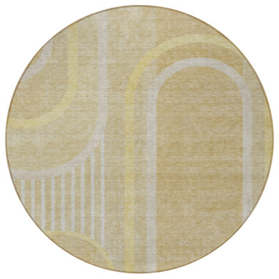 Tapis d'intérieur rond 8 po beige
