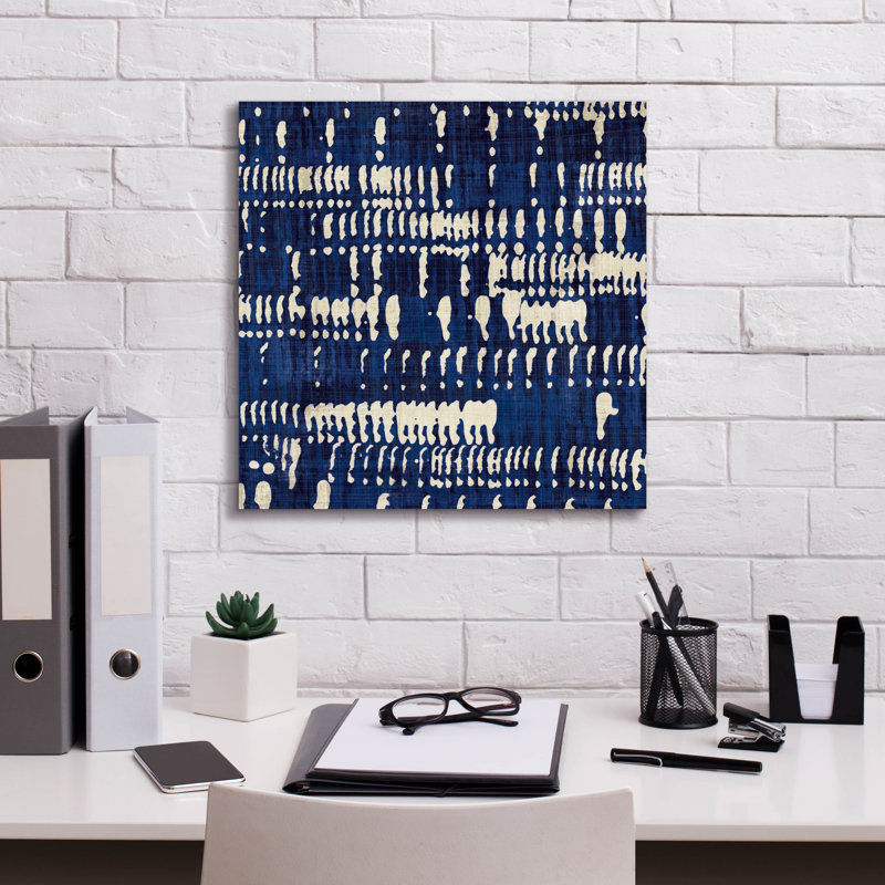  «Indigo Batik 4» par Wild Apple Portfolio, art mural sur toile, 18 po x 18 po