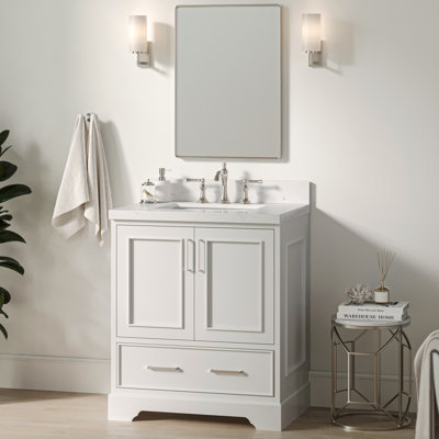 Meuble-lavabo simple avec plateau en quartz Abshire