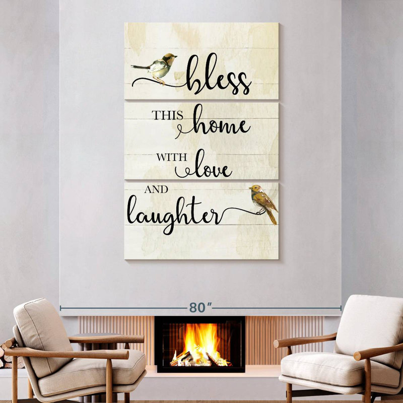 Plaque murale «Bless This Home Songbirds», H 74 po x l 48 po