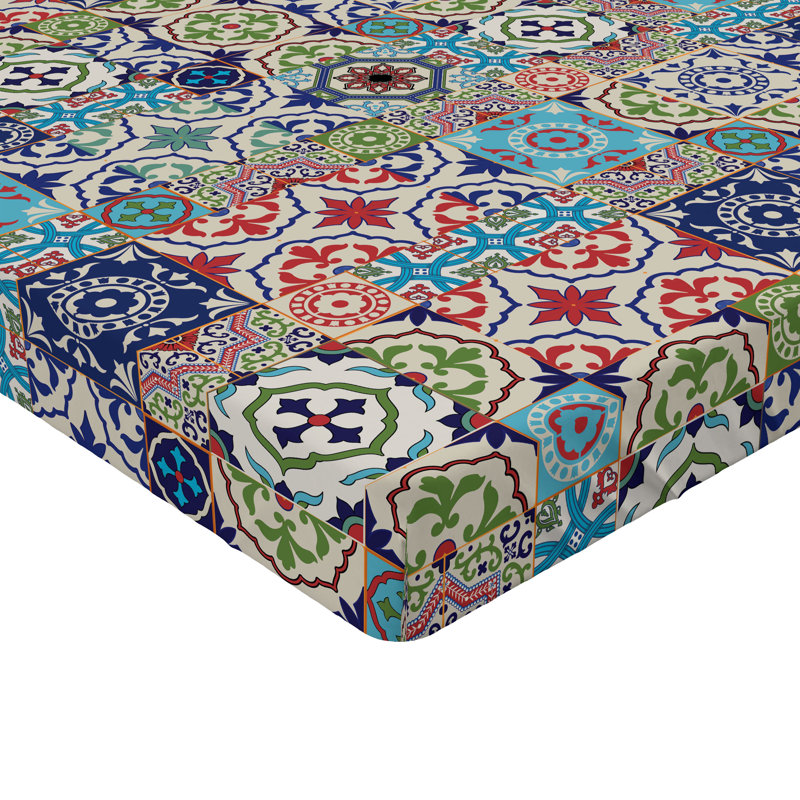 Drap-housse Ambesonne, paquet de 2, Drap-housse de taille double, Bleu / vert / rouge marocain