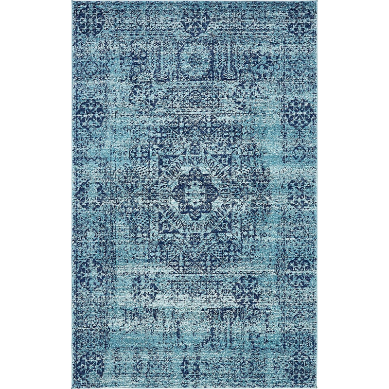 Tapis oriental bleu marine Kasha, Rectangle 4 pi x 6 pi