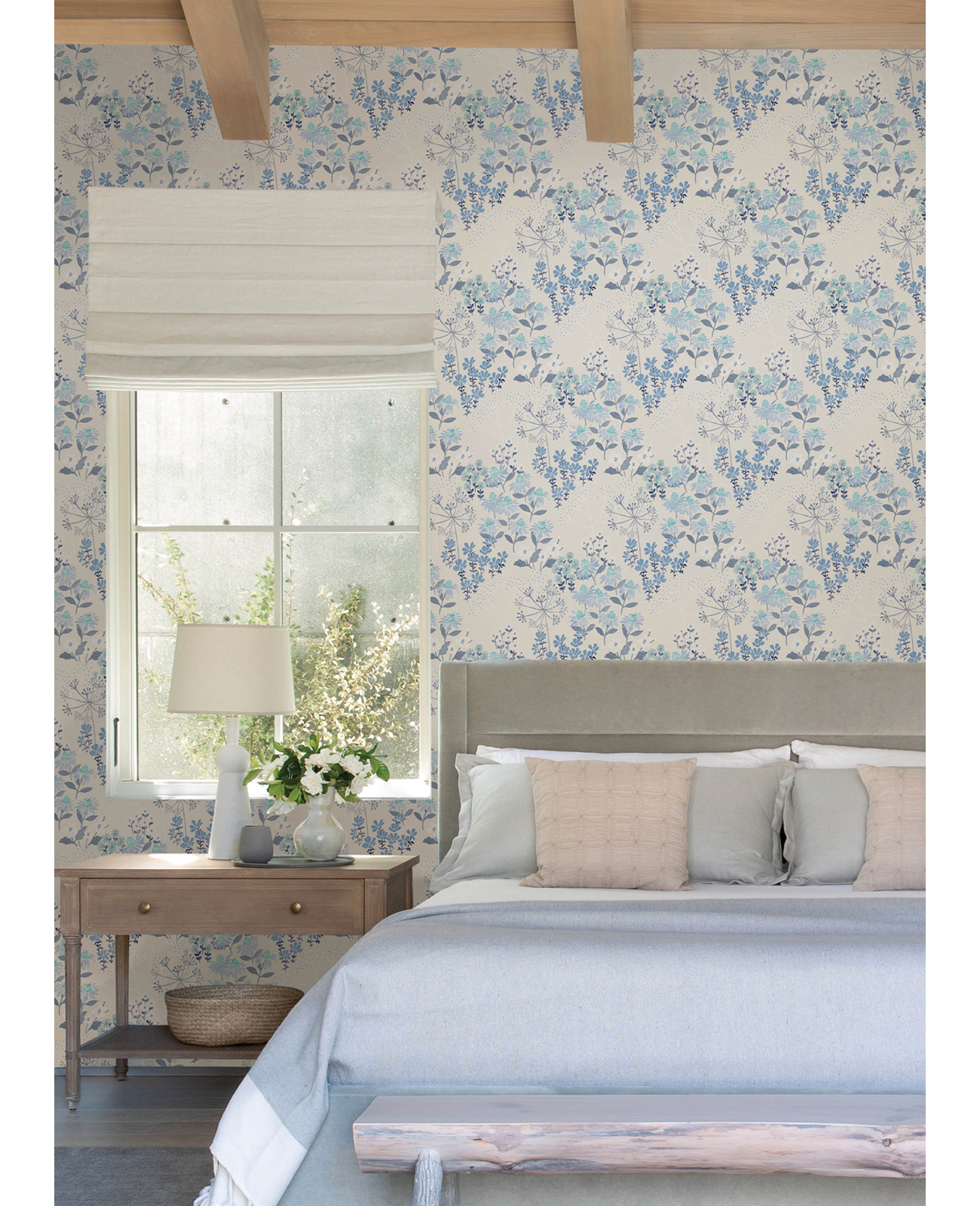 Floral Wallpaper, Blue
