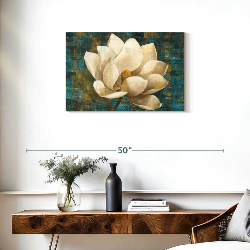 Fleur de magnolia Harnek Turquoise, H 20 po x l 30 po
