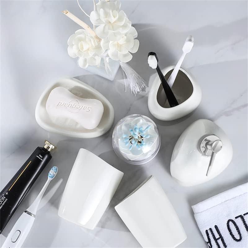 Ceramic Bathroom Accessory Set, 7 Pieces