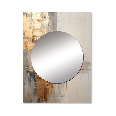 Gold And Beige Soft Fusion I - Pier Mirror, Beige Unique Wall Mirror, Printed Metal Art