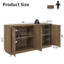 Buffet 64 portes à 4 portes avec tablettes réglables, crédence de rangement Mid-Century moderne pour le salon ou la cuisine, noyer clair-1298448336