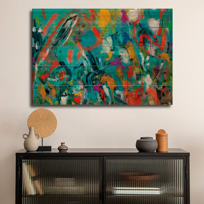 Wood Wall Art Print - Teal Whispers by Samantha Redfern