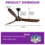 Solid Wood Ceiling Fan With Remote,3 Blade Reversible Dc Motor, Quiet Cooling For Living Room Or Bedroom-1596666740-1597329671