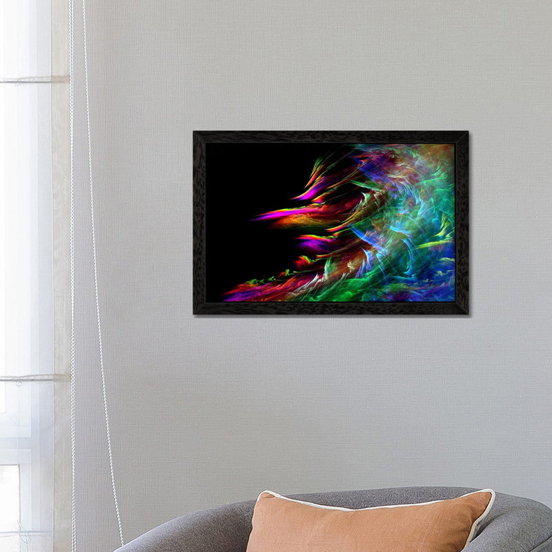 Fire Waive - Print on Canvas, 66.04 cm H x 45.72 cm W, Black Floater Framed