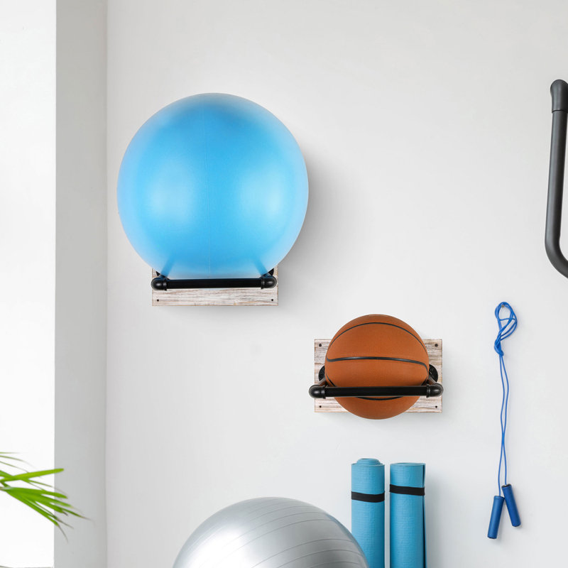 Farhadbek Wall Mounted Home Yoga Ball Rack, Beige