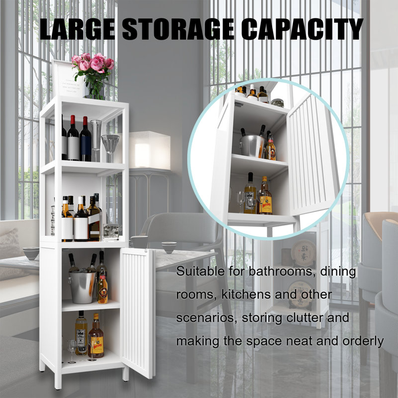 Armoire de salle de bain en coin Sebuh Farmhouse, Blanc