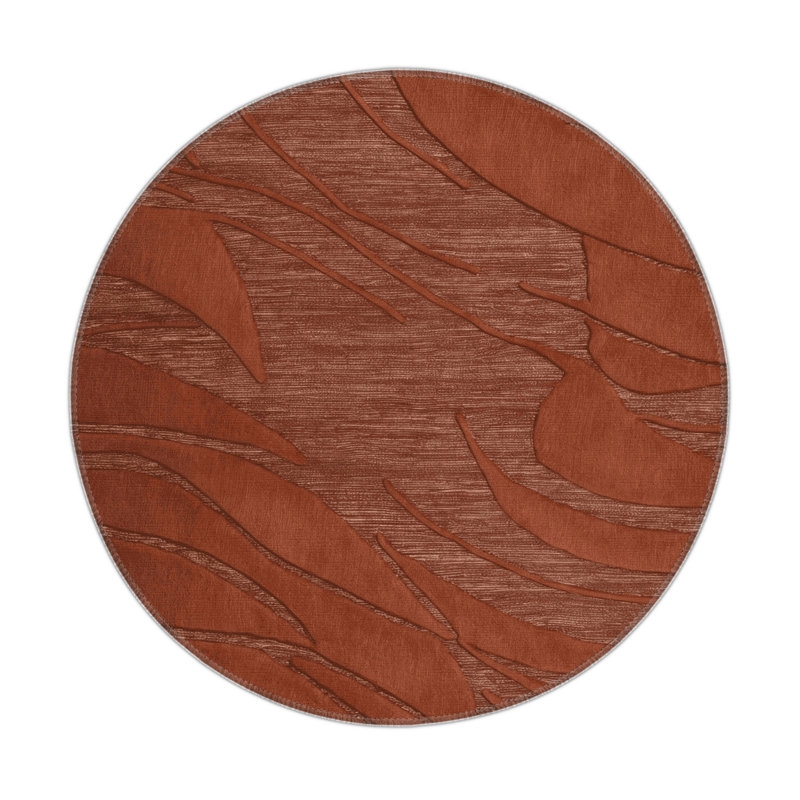 Tapis brun abstrait intérieur et extérieur, Rond 5 pi