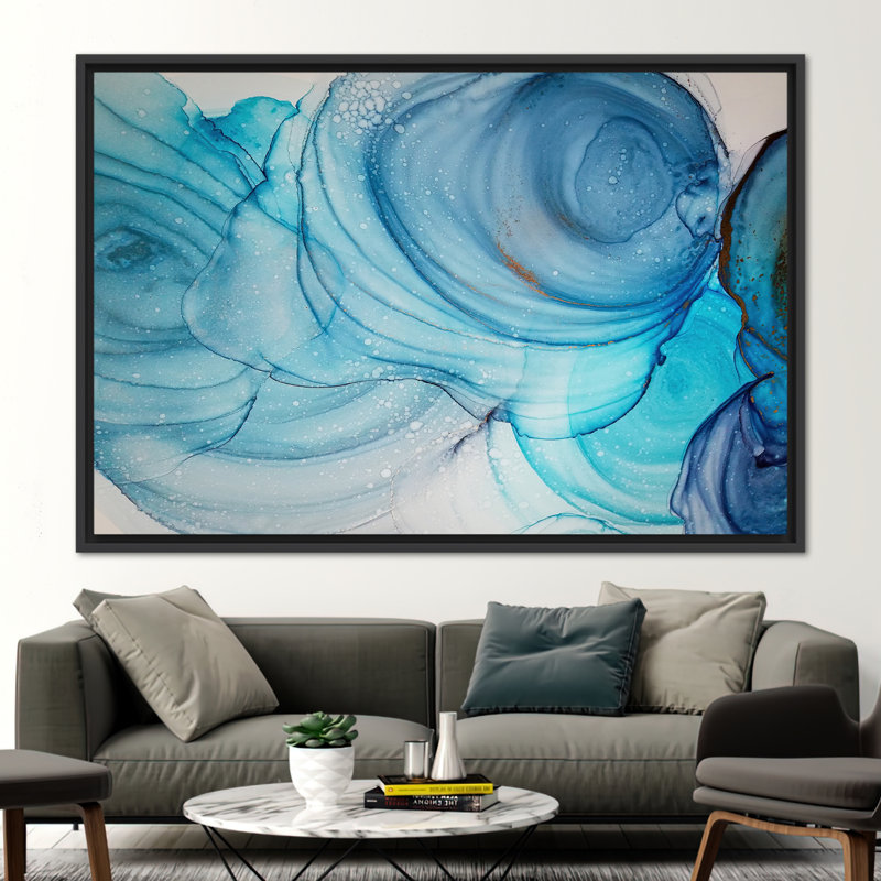 Art mural moderne en marbre abstrait, H 41 po x l 94 po, Noir, Reproduction encadrée sans passe-partout