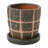 Leyburn Terracotta Planter with Saucer & Grid Pattern