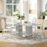 69" Rectangular Faux Marble Top Double Pedestal Dining Set