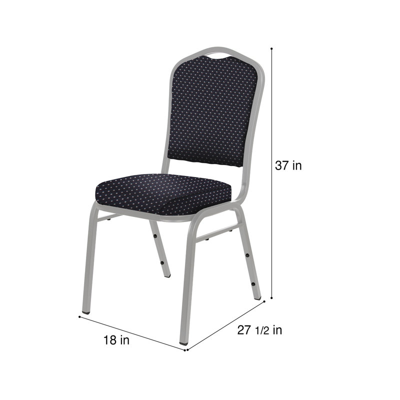 Lila Fabric Stack Chair (2 Pack), Navy, Silver