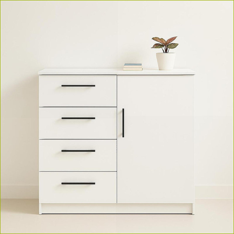 Commodes et amp; Armoires-penderie: commode pour homme Robin avec tiroirs très profonds, blanc | Blanc | Bois
