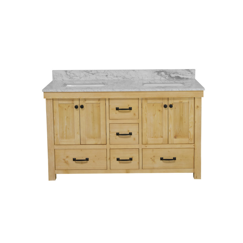 Ensemble de meuble-lavabo double 60 po Galvan, Bois flotté